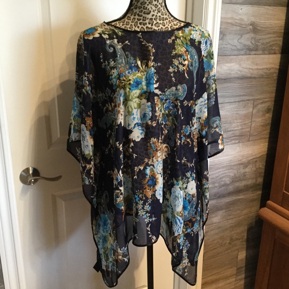 Floral Chiffon Poncho